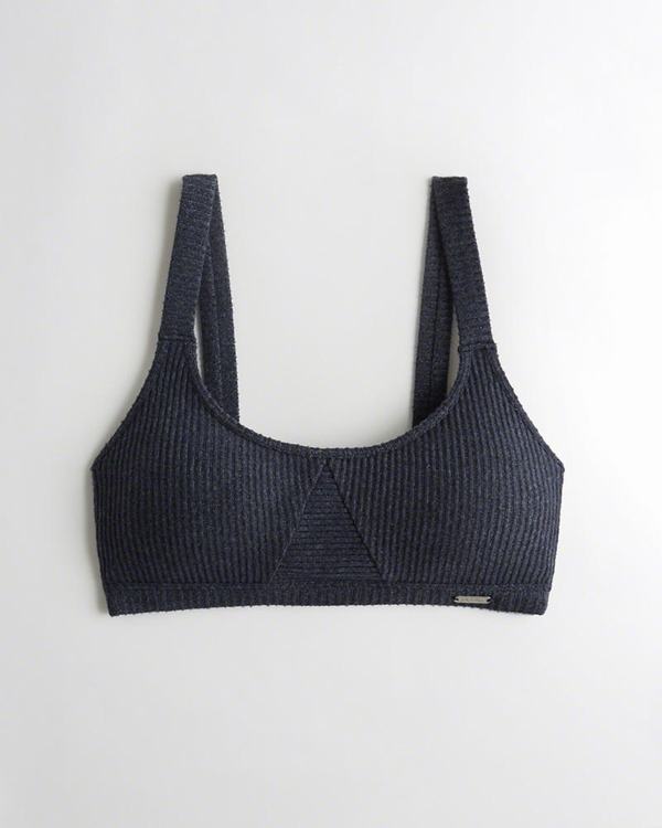 Bralette Hollister Donna Ribbed Scooplette With Removable Pads Blu Marino Italia (729UIYNP)